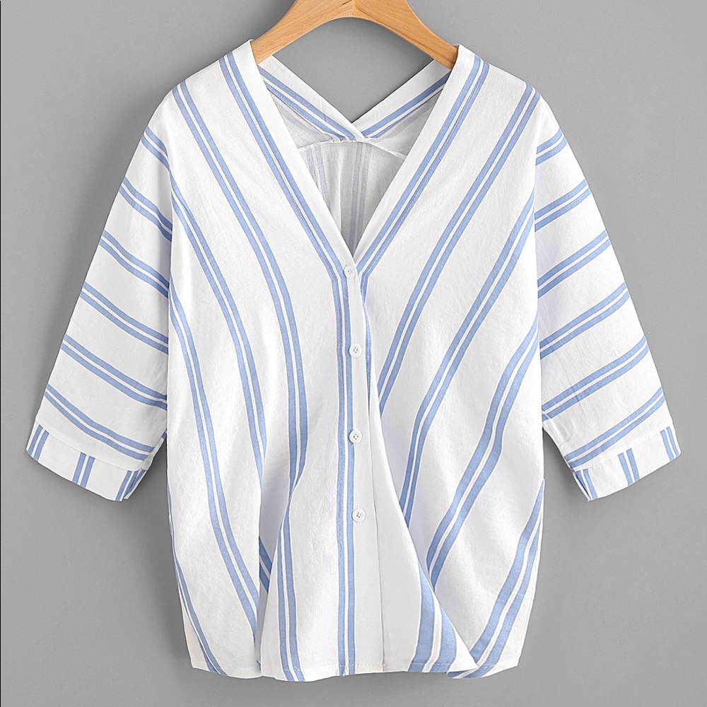 V-neckline Striped Blouse